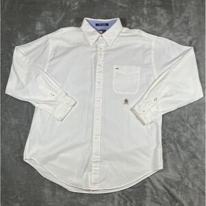 Tommy Hilfiger Shirt Long Sleeve Mens XL White Button Up Crest Logo